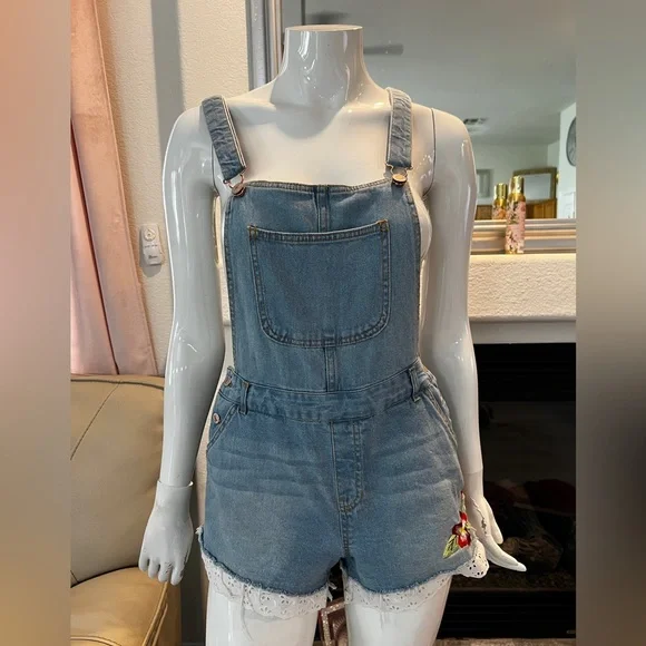 Love Tree Light Blue Denim Overalls - Picture 1 of 7